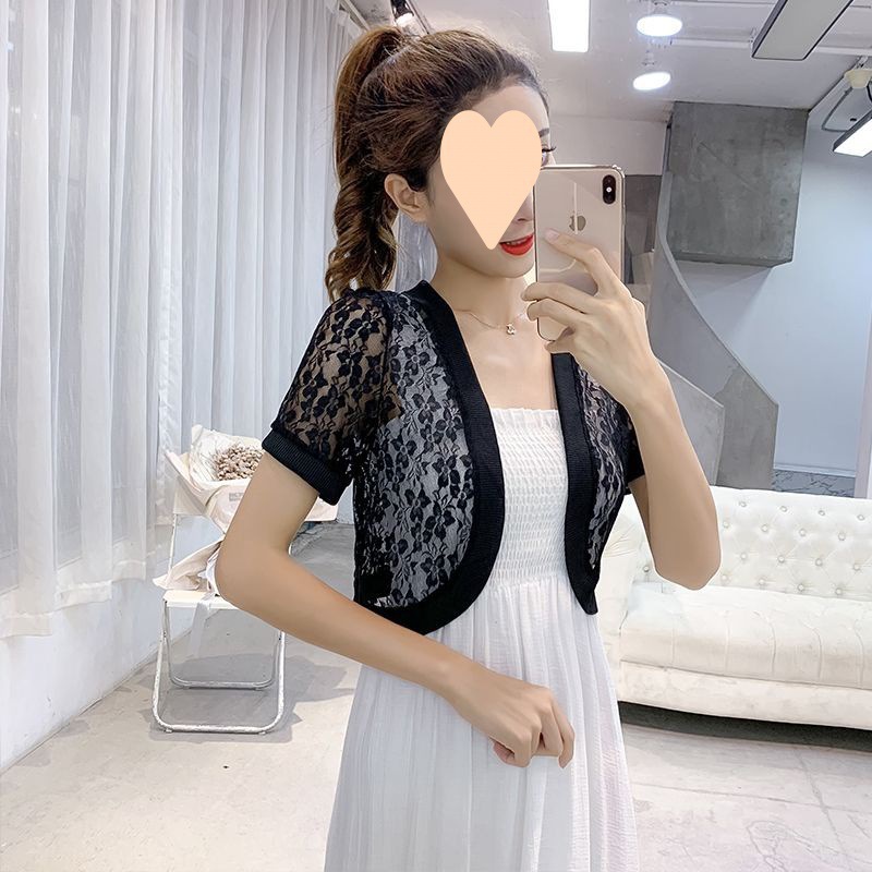K901 Air conditioning shirt drying clothes 2025 spring and summer new short-sleeved chiffon small shawl lace cardigan jacket drying clothes for women