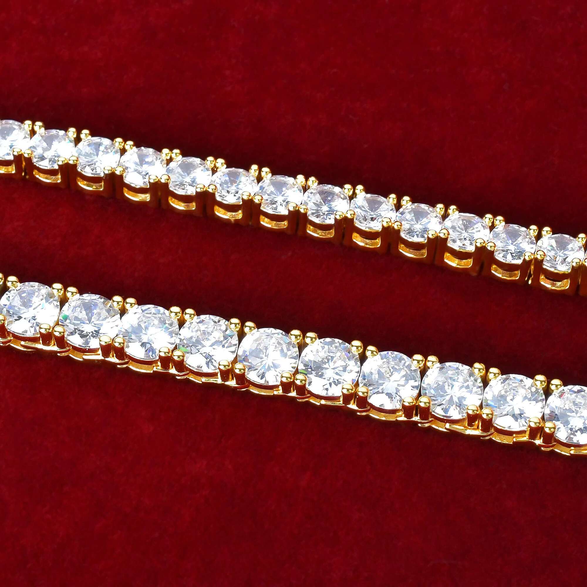 Aokaishen Tennis Chain Men Necklace Real Gold Plated Hip Hop Rock Street Jewelry Iced Out Charms Free Shipping Items Christmas