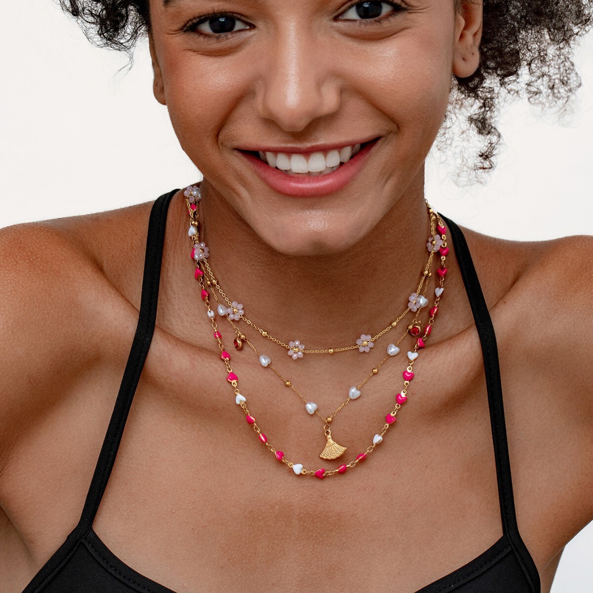 Colorful Crystal Pendant for Women Sweet Cool Ins Style Imitation Pearl Cross Necklace