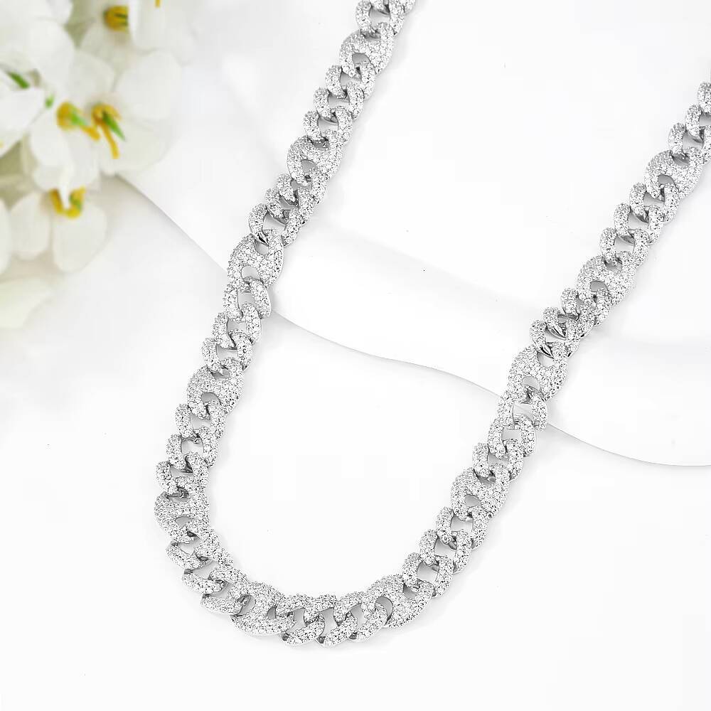 New production of pure sier personalized chain design fashion jewelry zircon Cuban men's necklace