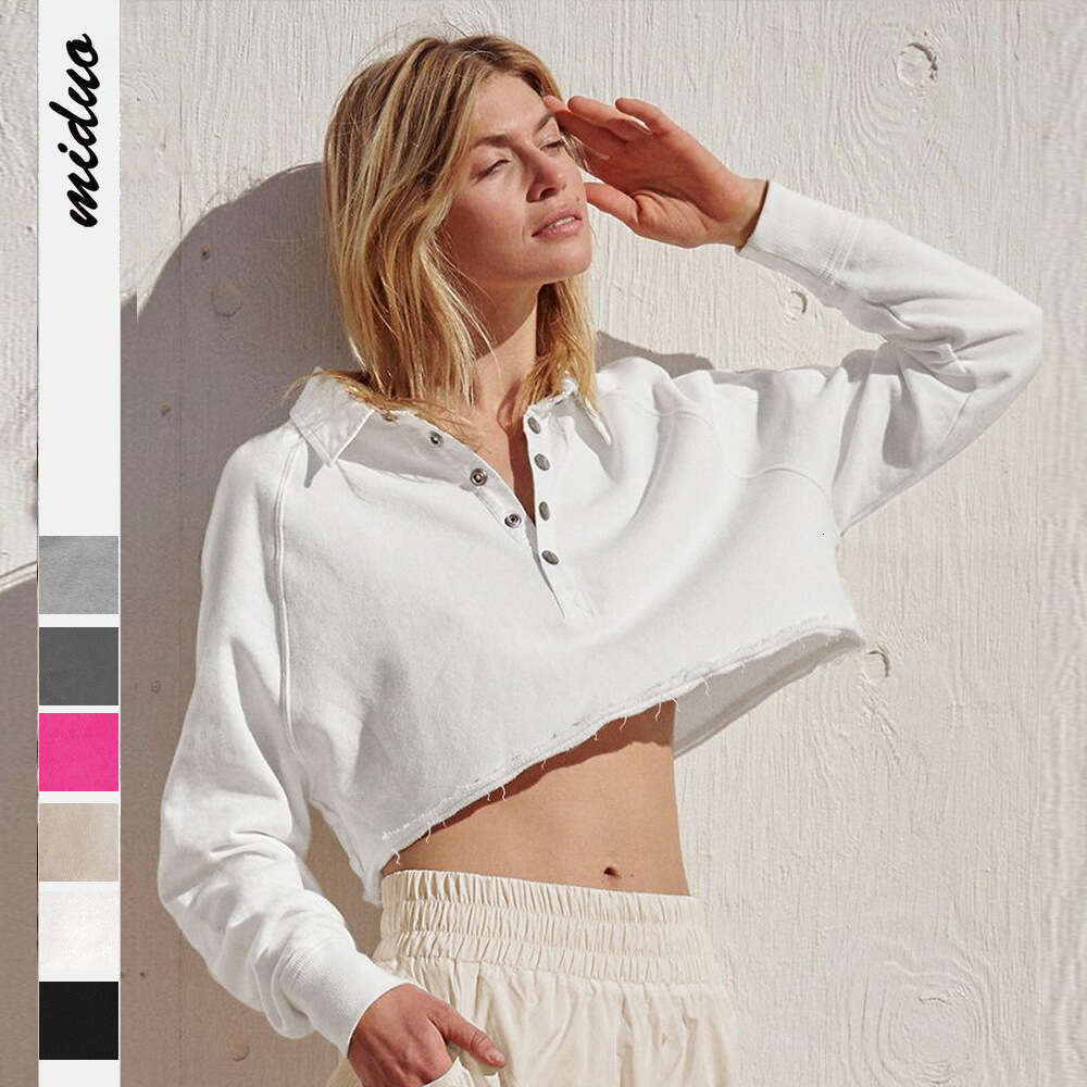 New Street Style Polo Shirt Button Trendy Brand Short Top Pullover Sweatshirt Jacket for Women Spring Autumn