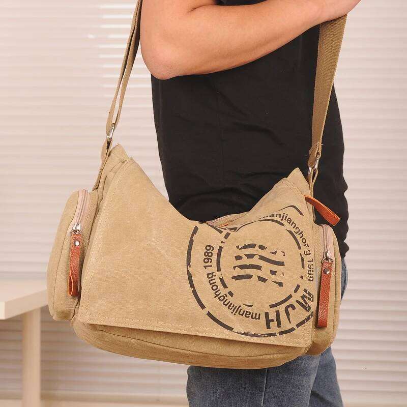 Manjianghong Leisure Canvas Men's Briefcase Bags Quality Guaranteed Man's Shoulder Fashion Business Functional Messenger Bag