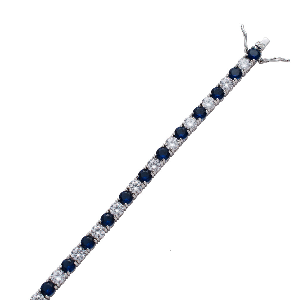 Hip Hop Blue White Moissanite Tennis Chain Tennis Chain Personalized Fashion Brand Mens Hip Hop Bracelet moissanite