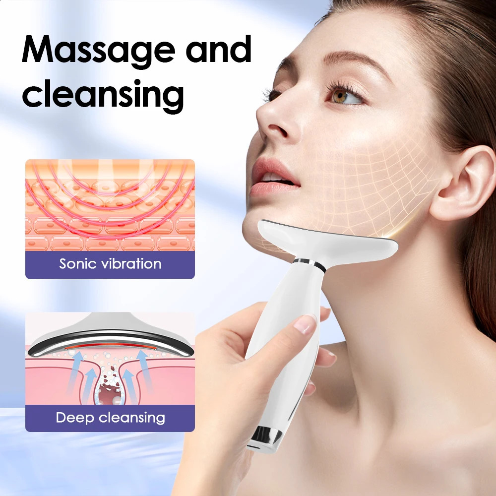 7 Colors LED Lights Face Neck Beauty Device Vibration Massage Improve Neck Lines Reduce Double Chin Neck Massager 250523