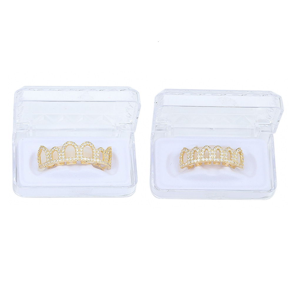 Hip hop gold teeth set a gift for Halloween moissanite