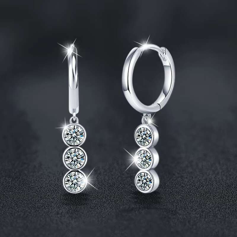 High-End S925 Silver Jewelry Elegant Moissanite Earrings