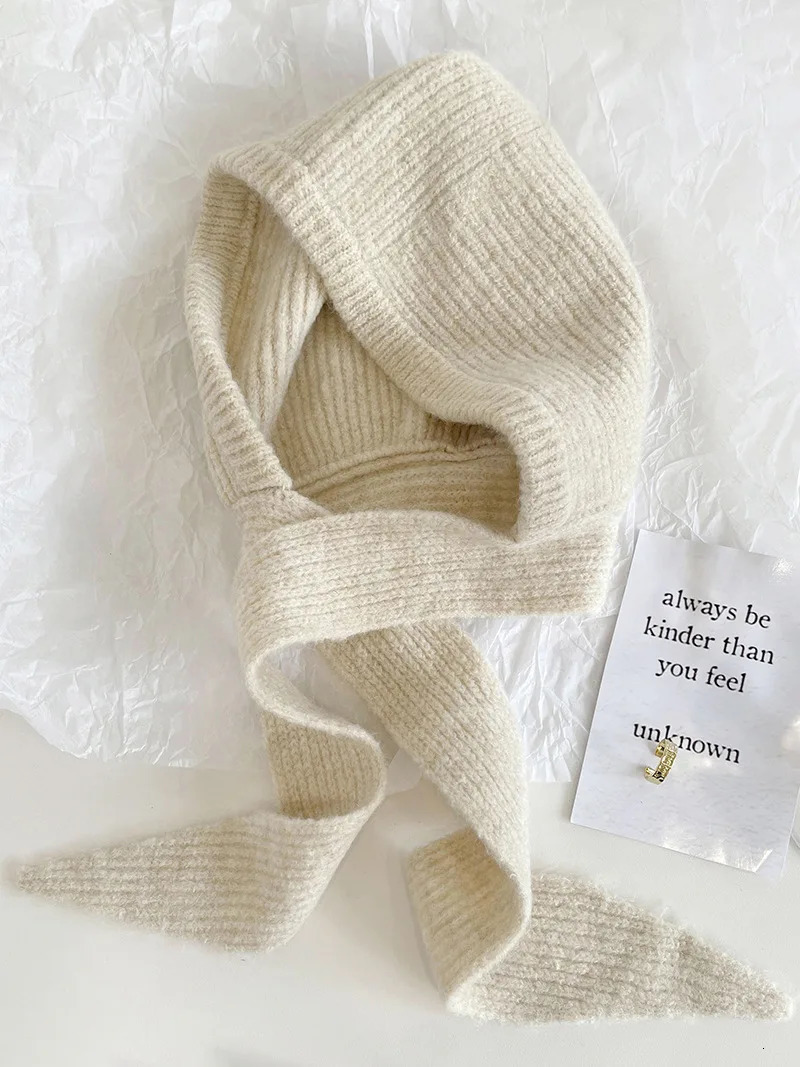 Knitted Beanies Cap For Men Women Winter Warm Unisex Hooded Hat Neck Collar Scarf Cap Ski Beanie Cold Hats Balaclava Caps Bonnet 250530