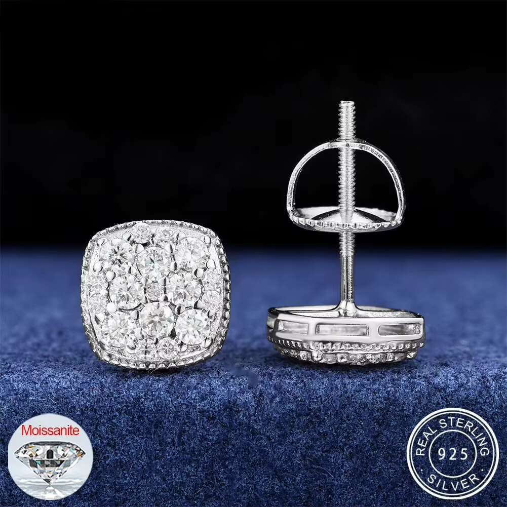 10K Real Gold Moissanite Diamond Screw Back Stud Earring for Women Brilliant White Gold Earrings