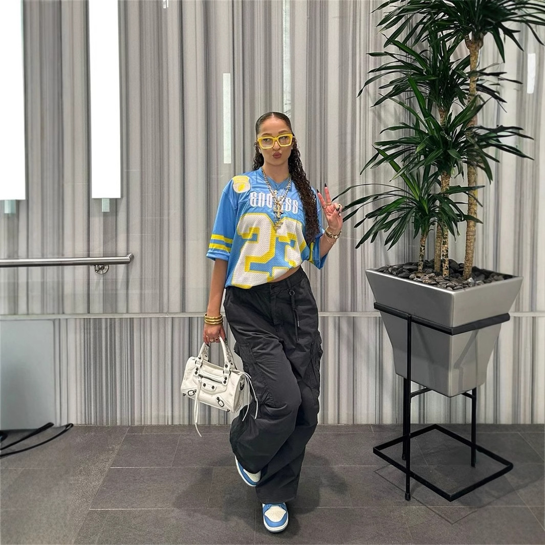 Designer T Shirt New Style Cross Border Fashion Street Trendy Personality Color Block Printed Loose Casual Short Sleeve T Shirt Essentials Summer Dres