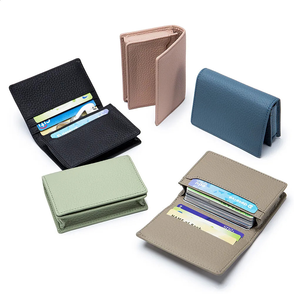 Genuine Leather Women Wallet Card Holder Small Purse Large Capacity Men Women Bank Business Holder Wallet Case 250528