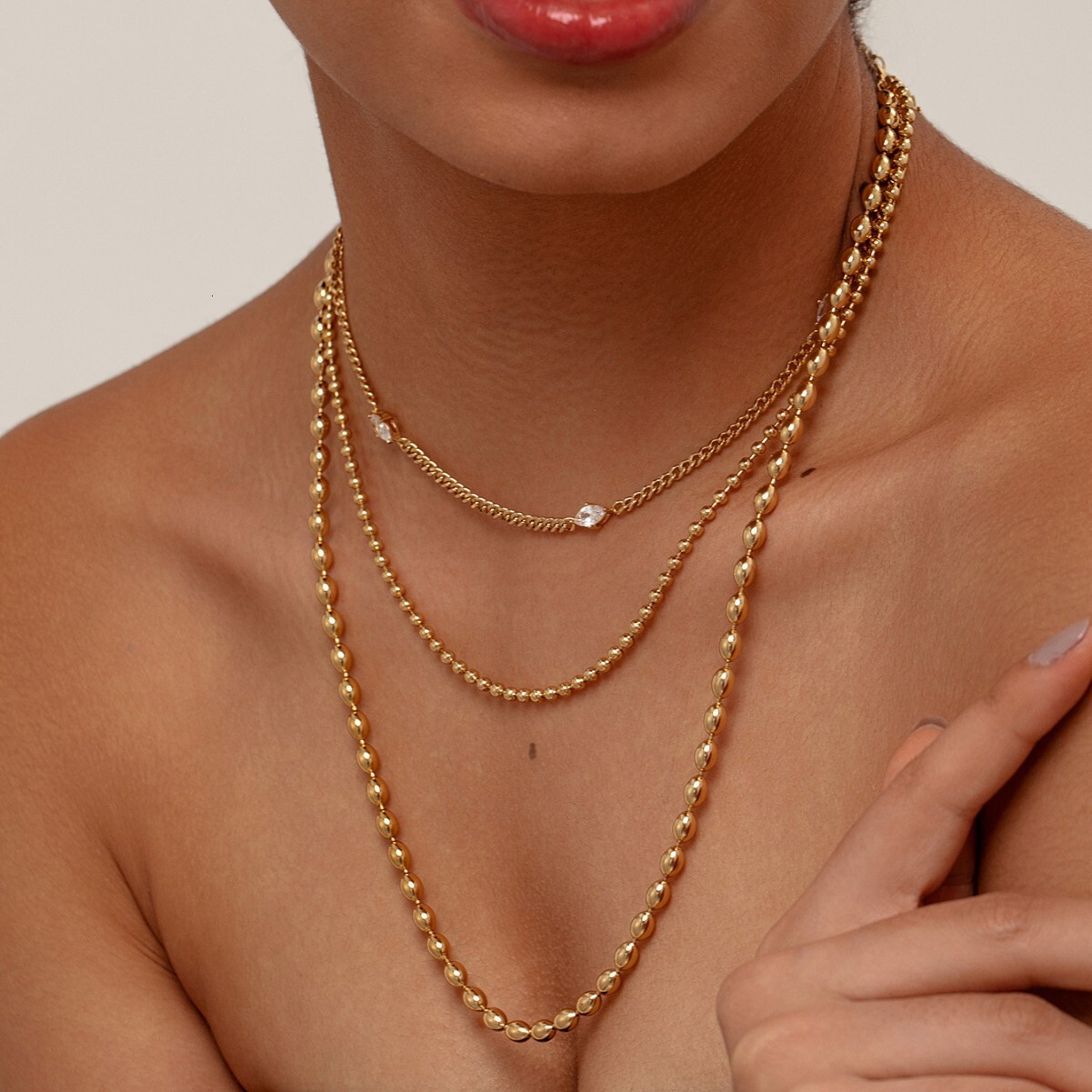 Layered Elegant Round Chain Zircon Necklace Versatile Fashion Women's Party Commuting Jewelry