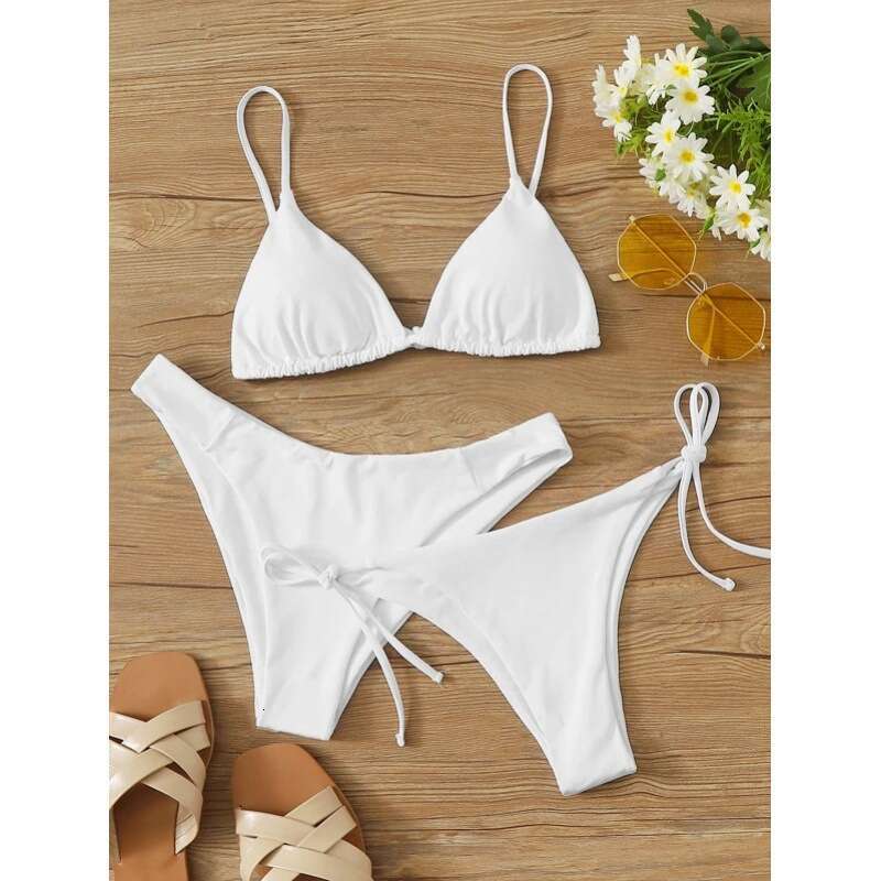 Mingyi's popular multi-color solid color split three-piece set European and American bikini swimsuit women's 2025 new casual versatile fashi