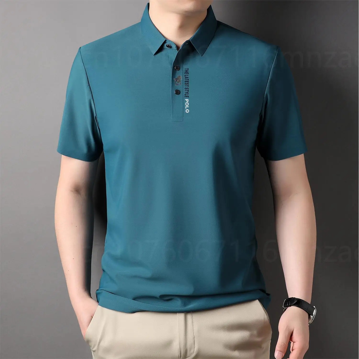 Polo Shirt Short Sleeve Summer Fashion Embroidery Business Casual Cool Feeling Ice Silk Breathable Shirt Men Clothing 250529