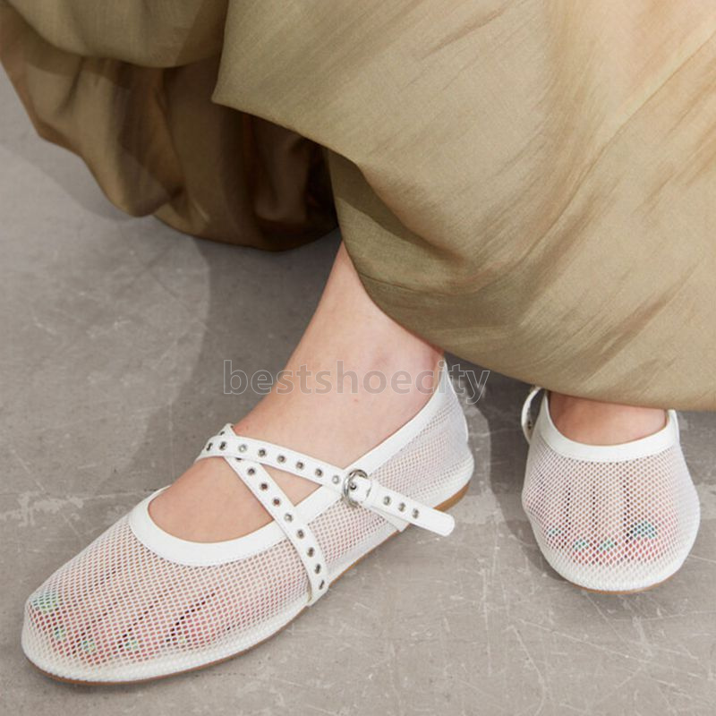 free shipping designer women ballet flats heels loafers womens white black leather sandals elegant classic business summer mesh breathable luxury shoe