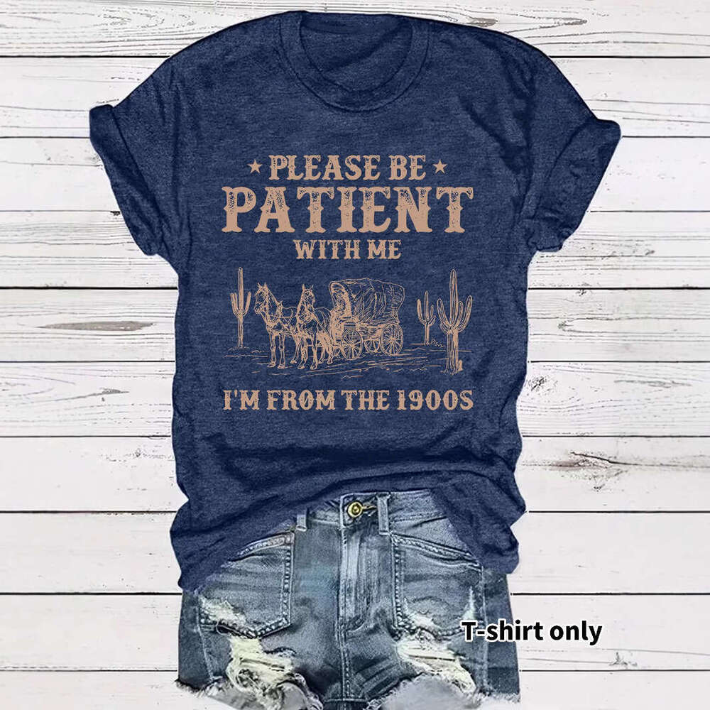 T-Shirt Summer Women's Western Cowboy Pattern Round Neck Short Sleeve Casual Fashion Customizable patterns