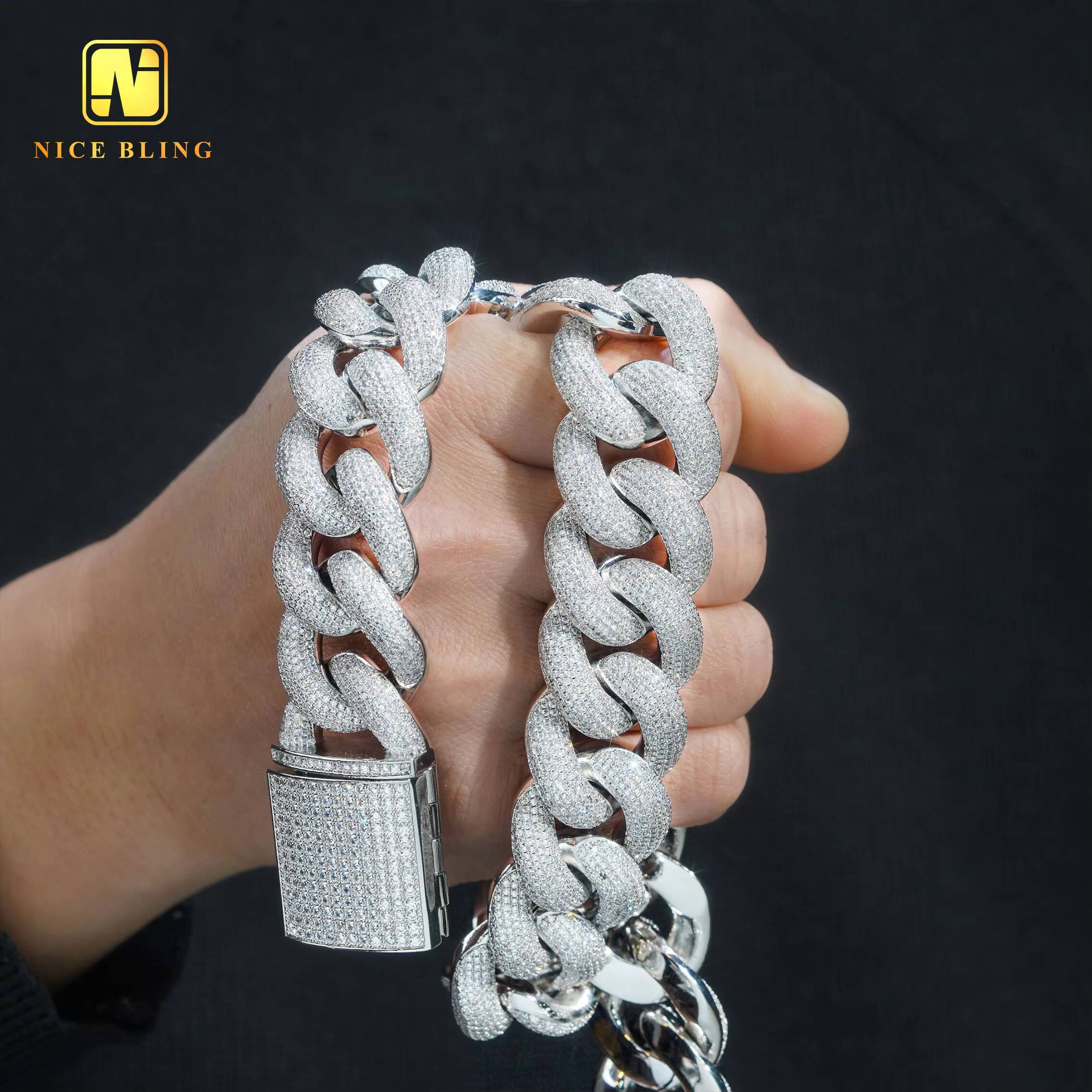 Cheap Price Hip Hop Fashion Jewelry Thick Cuban k Chains 25mm Brass Cubic Zirconia Necklaces Gold Plated for Rappers