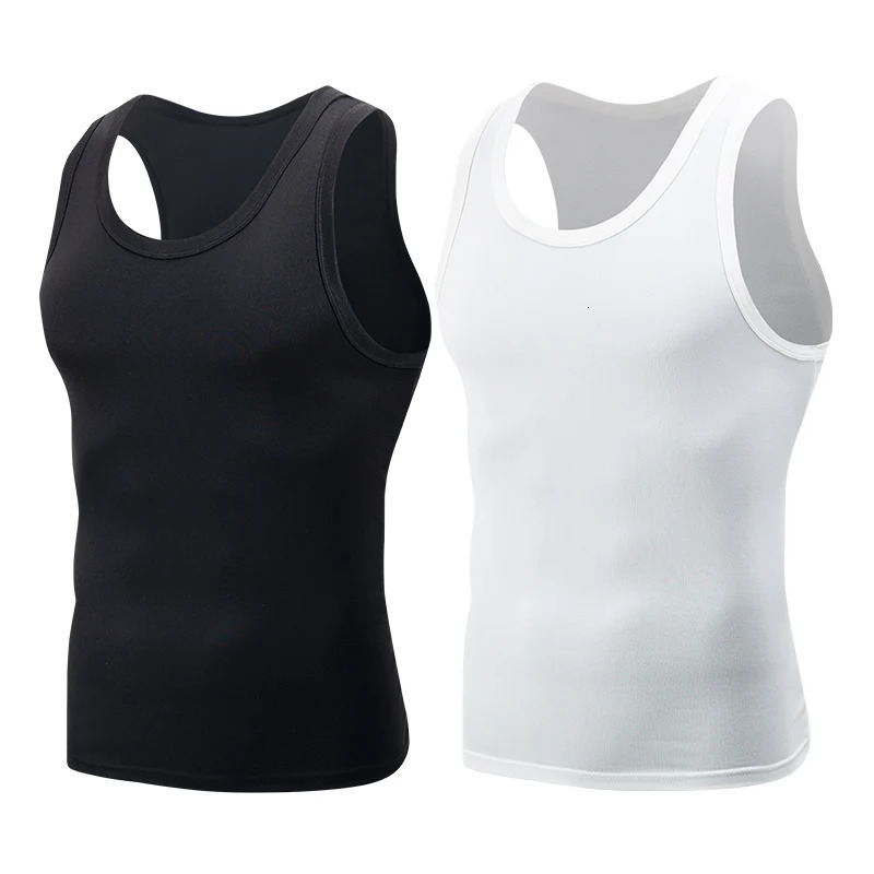 13 Piece Mens Four Seasons Black And White Classic Color Basic Vest Plus Size Youth Sports Leisure Running Joker Bottoming 250527