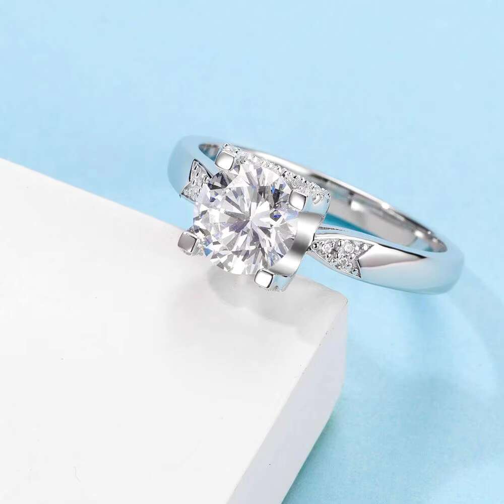 Abiding Jewelry Wholesale 2022 Fashion Style Customized Jewellery Pink Blue Green Black Grey 1CT Moissanite Sterling Silver Ring