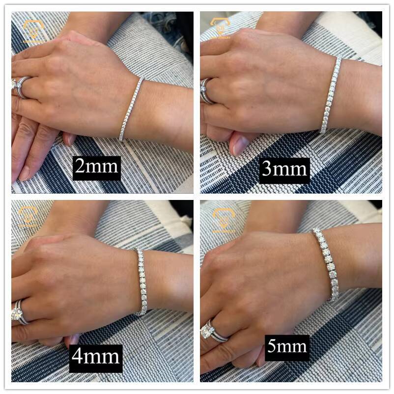 Trendy Sier Bracelet Unisex Hip Hop Tennis Chain Moissanite Jewelry White GRA