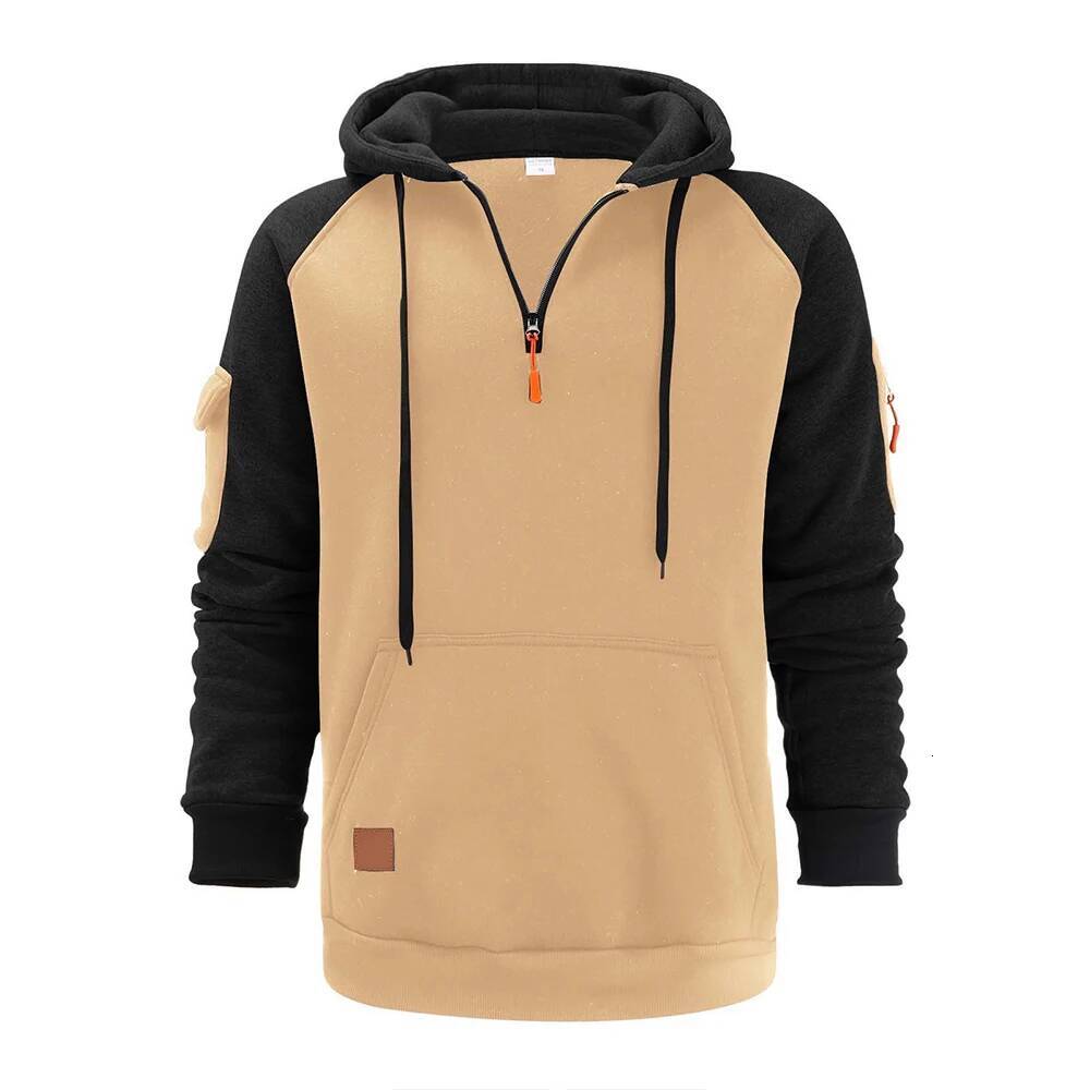 Autumn Winter Men's Leisure Sports Multi-Zip Arm Pocket Jumper Hoodie