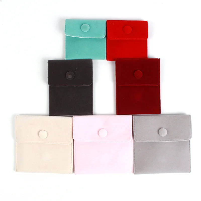 10pcs Jewellery Bags Snap Button Soft Velvet Bags Envelopes Jewellery Packaging Bags Wedding Gifts Storage Bags 250528
