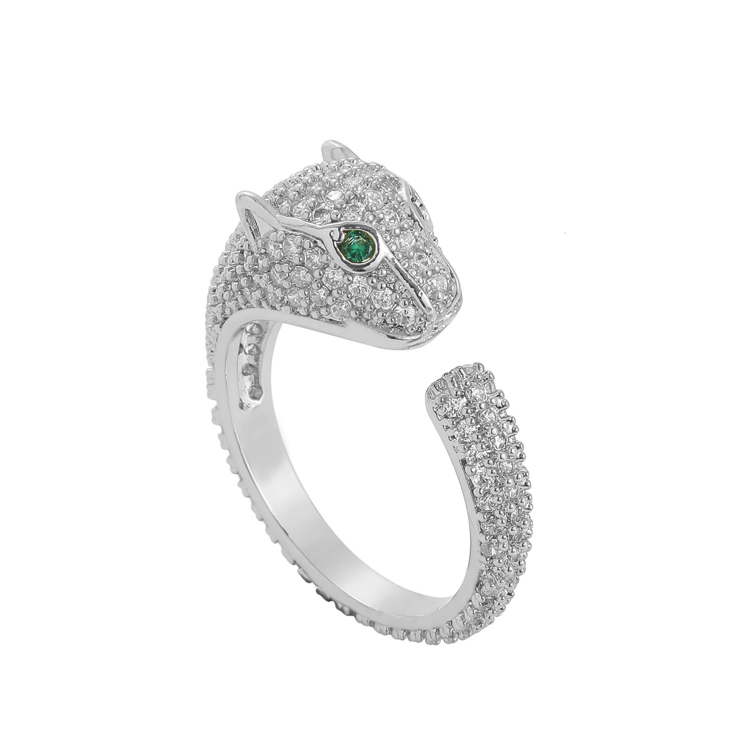 New Hip Hop Mens Leopard Ring Micro Inlaid Moissanite Personalized Open End Ring Jewelry moissanite