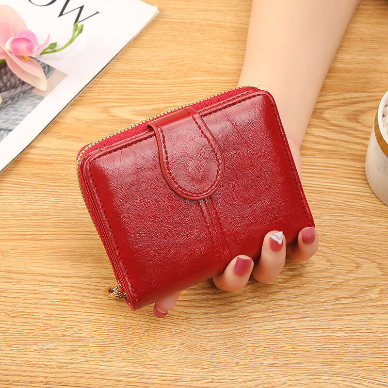 2023 New Women's Short Card Holder Student Cute Fresh Zipper Handheld Soft Leather Wallet 80% off Coin Purse