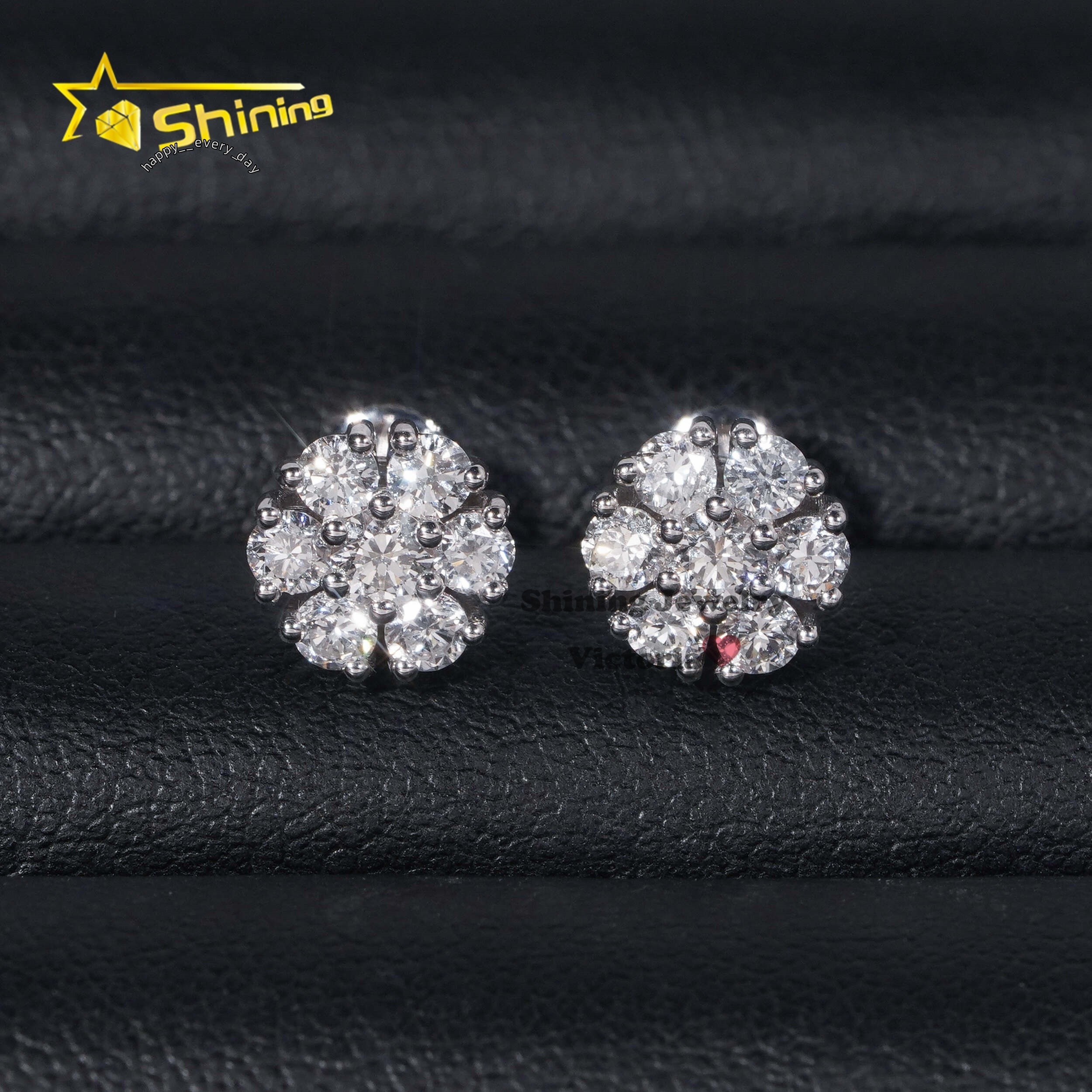 Fast Shipping IGI Certificate Fine Jewelry Iced Out Custom Valentine Gift 14K Soild Gold Lab Grown Diamond Cluster Earrings