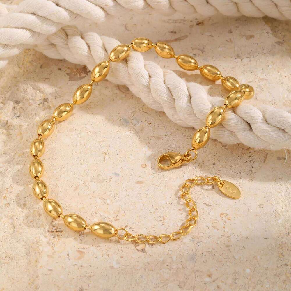 Beaed Ball Bracelet For Women, Waterproof Adjustable Link, 3Mm 5Mm Stainless Steel Stackable Gold Plated Anklet Jewelry