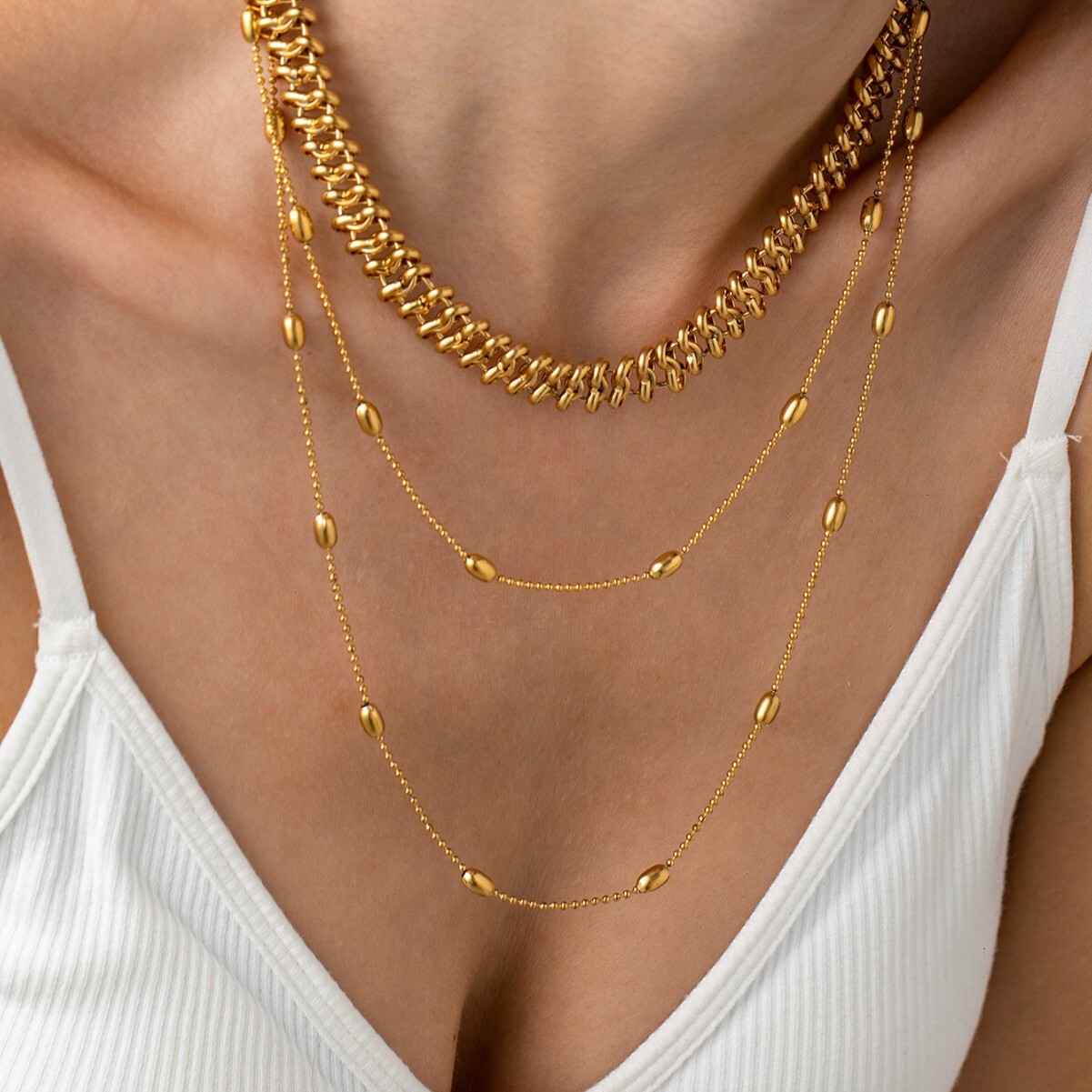 New Style Personality Fashion Simple Alloy Multi-layer Sweater Chain Necklace for Women