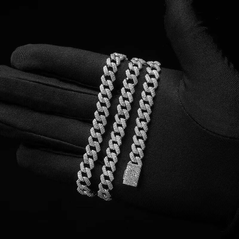 8mm Zircon Corrosion Resistant Fashion Forward Cuban Chain Necklace