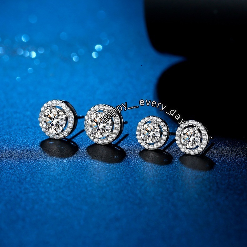 Luxury Hip Hop Classic 925 Silver Earrings VVS D Color 1CT 2CT Moissanite S925 Full Diamond Earrings for Women Wedding Jewelry