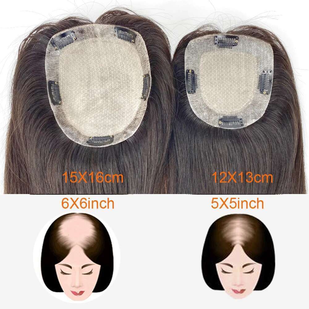 24inch Long Virgin European Human Hair Topper 15x6CM Silicone Skin Fake Scalp Top Silk Base Women Toupee with Clips or PU Around
