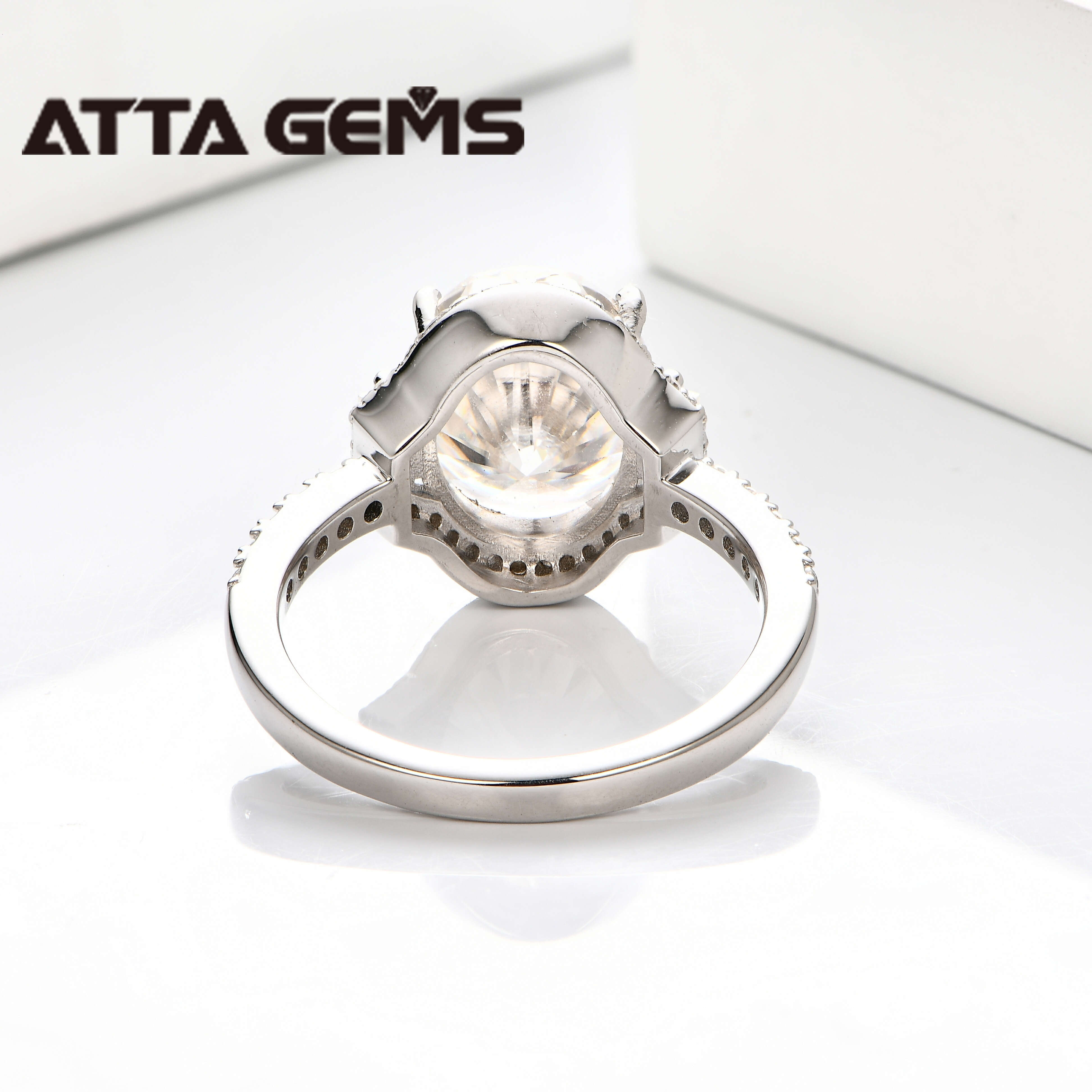 ATTA 5CT Oval Cut Moissanite Solitaire Ring for Women D Color Diamond Ring S925 Sliver 10K 14K 18K Gold Wedding Ring
