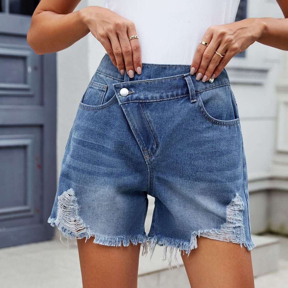 Denim Shorts Jeans Shorts Women S Summer New Washed Irregular Denim Frayed Shorts Trend Ripped Short Jeans