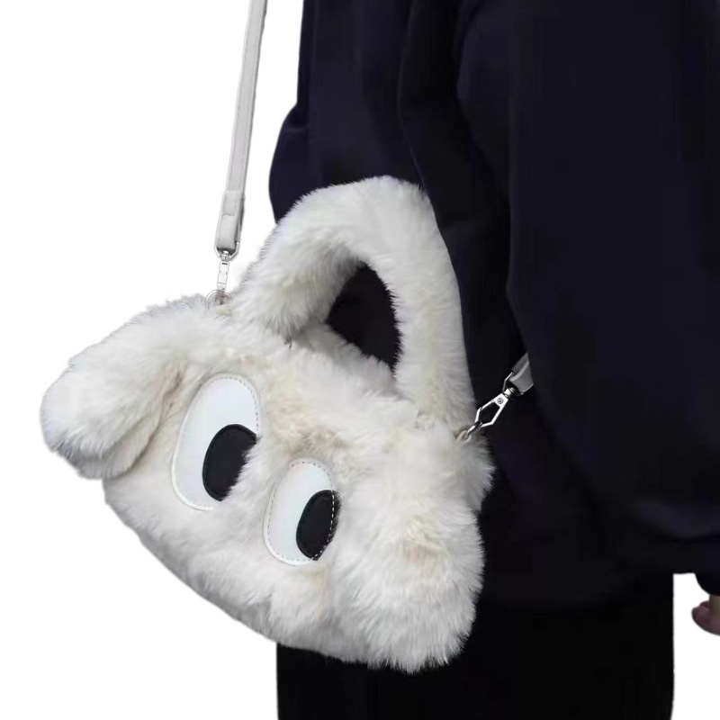 designer Autumn Winter Furry Bag for Women 2025 New Big Eye Puppy Handbag Cute Girl Plush Crossbody Bag Women's Bag