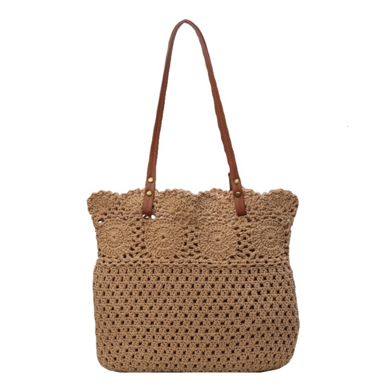 designer Large Capacity Straw Bag for Women 2025 Summer New Woven Bag Hollow Beach Vacation Shoulder Tote Bag