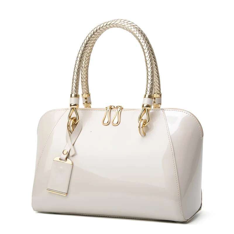 2024 Fashion New Blue Red Black Beige Pink Bags for Women Sac De Luxe Femme Designer Handbag Shiny Leather Boston Bag