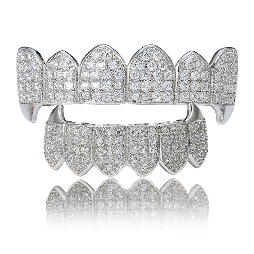 Hip hop braces gold braces Vampire Fangs micro inlaid Moissanite gold teeth fashion decorative braces moissanite