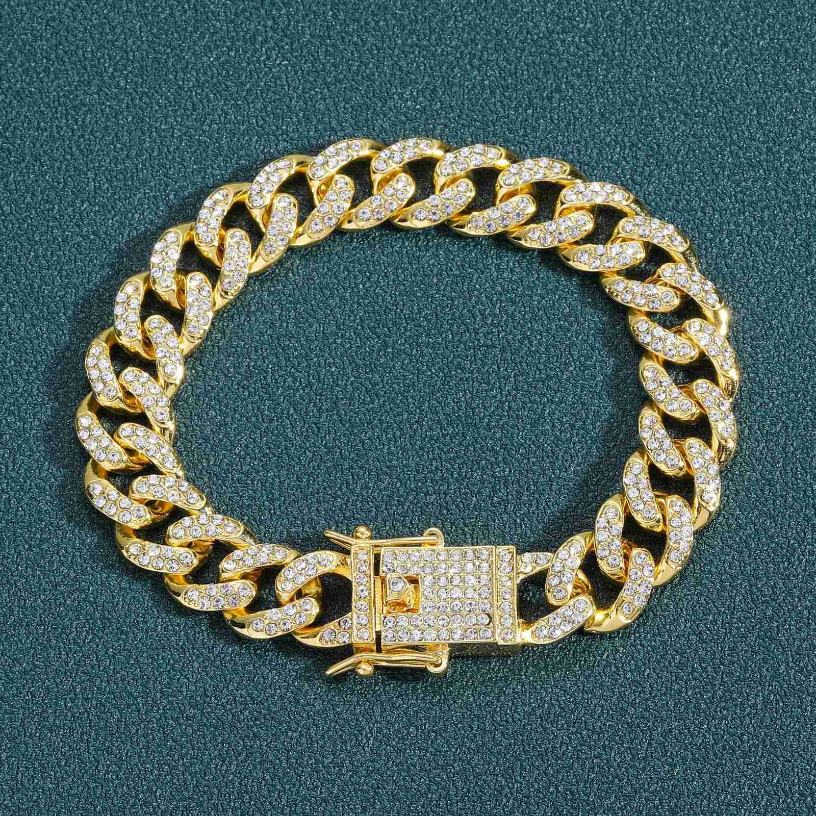 Hip hop Bracelet 13mm full diamond Cuban Bracelet classic Moissanite personality trendsetter mens hip hop Bracelet moissanite