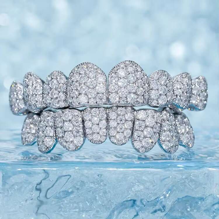 Custom Made Personalized VVS Moissanite Diamond Dental Grills Mens Hip Hop Jewelry 925 Sterling Silver Iced Out Grillz for Teeth