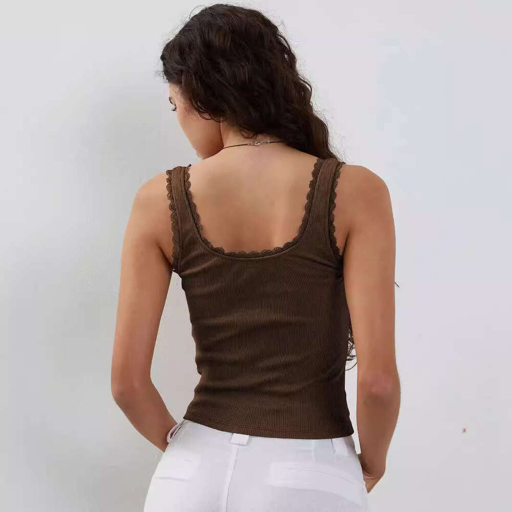 Women's Fashion Hot Girl BM Camisole Y2K New Lace Trim Pure Desire Style Top Base Knitwear