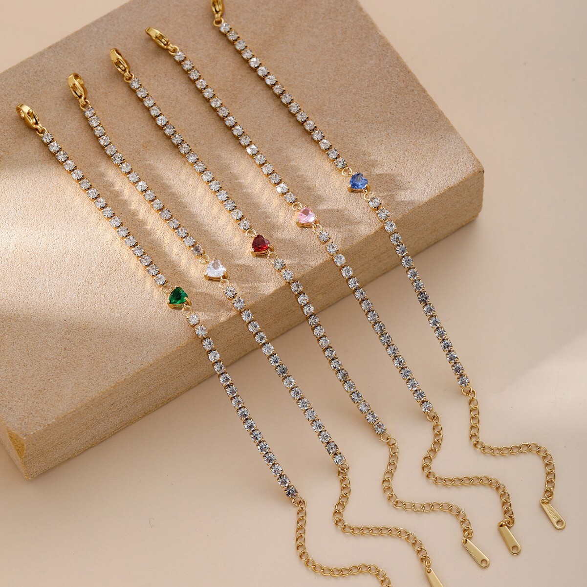 High-End Pink Heart Bracelet Yiwu Zircon Drawstring Adjustable Jewelry Accessory