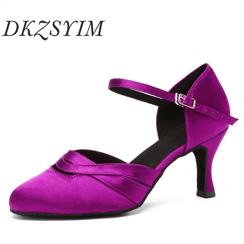 DKZSYIM Latin Modern Dance Shoes Womens High Heels 10CM Professional Dancing Shoes Close Toes Party Dance Shoes High Quality 250528