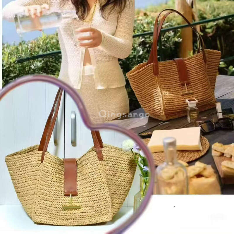 Straw Beach Tote Large Capacity Raffia Handwoven Fashionable Shoulder Underarm Versatile Casual Vacation Women S Bag Crossbody Bag