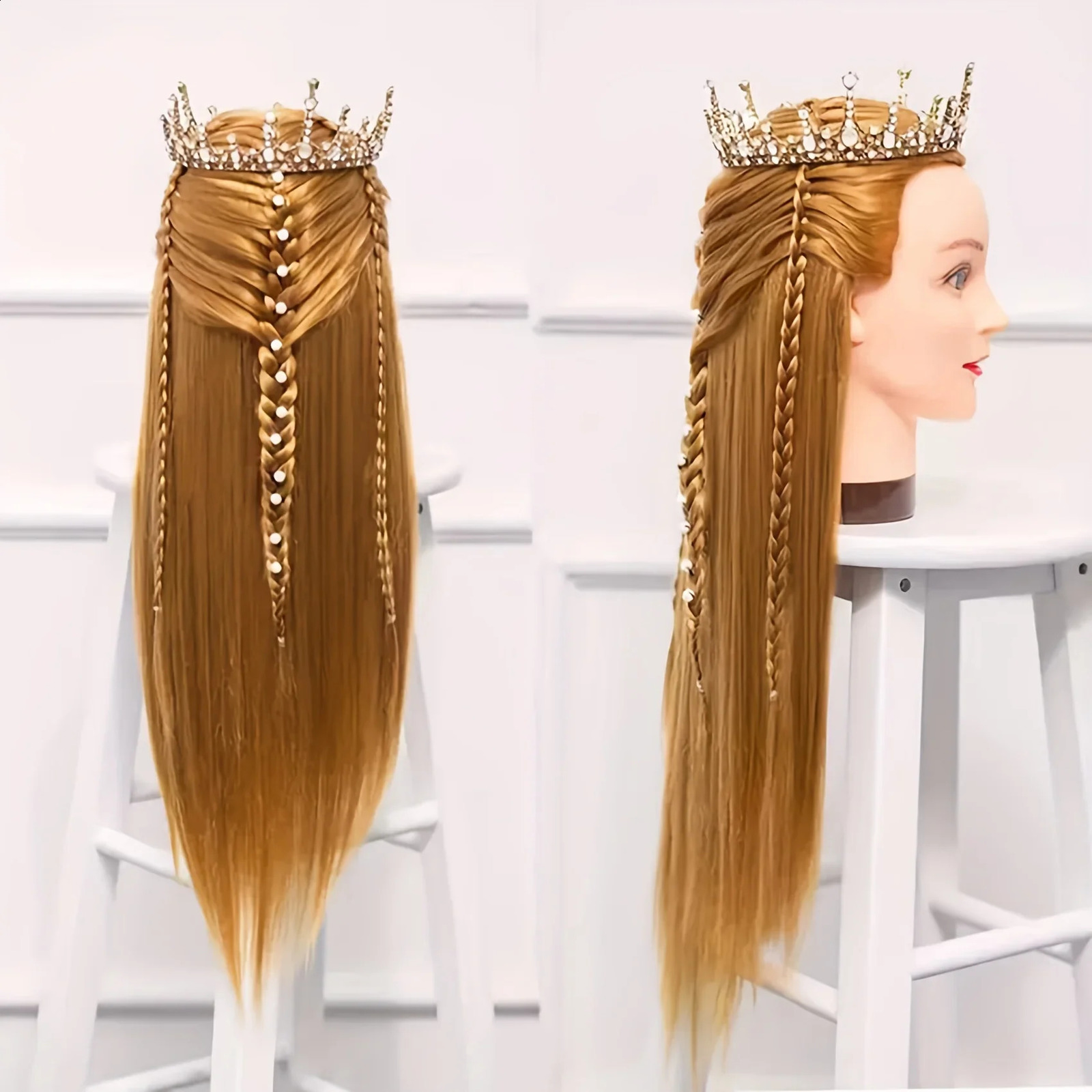 Unisex-Adult Mannequin Head with Stand for Hair Styling Mannequin Head with Hair for Cutting and Cosmetology Training 250529