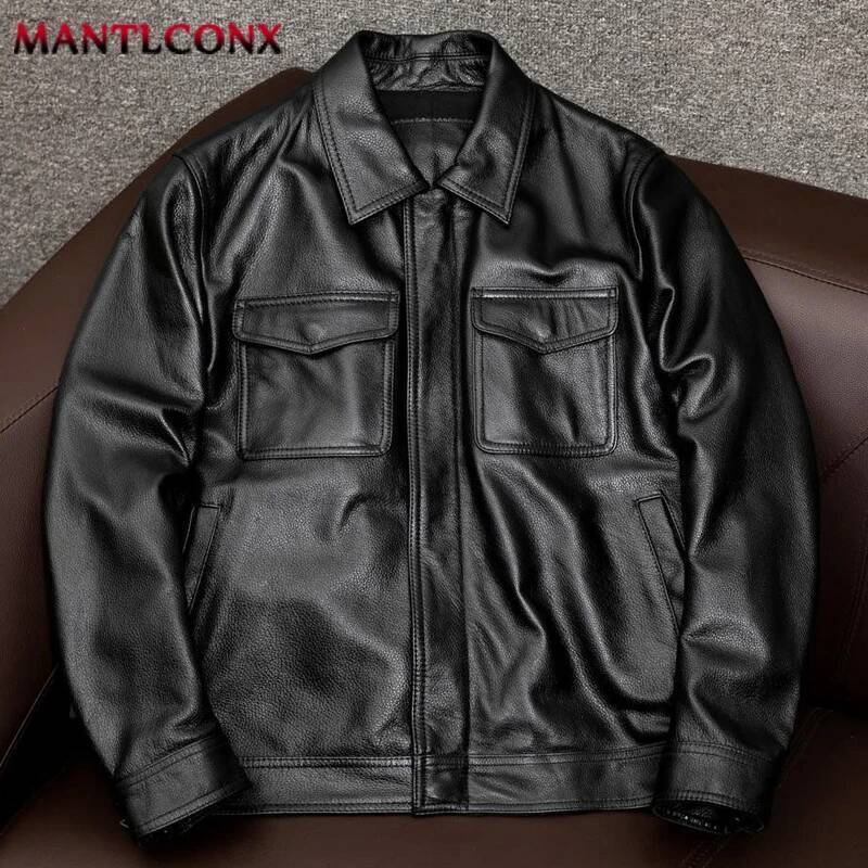 Vintage Motorcycle Men's Casual Windbreaker Pu Leather Coat Male Fishing Camping Outdoor Jacket Plus Size Xl-3Xl