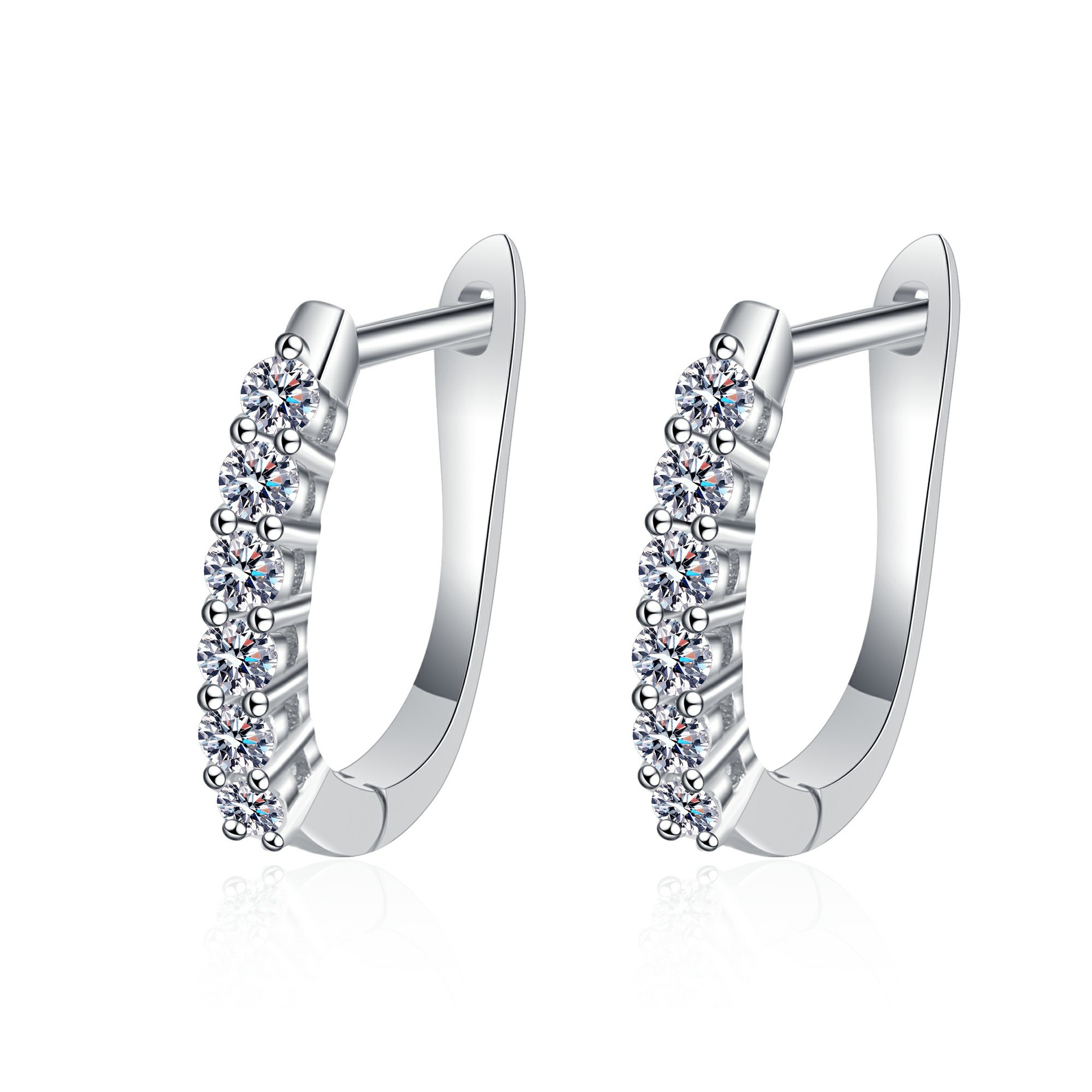 925 Sterling Silver Hoop Earrings with Moissanite Stones, Simple and Elegant Design, Perfect for Everyday Wear or Special Occasions, Gift-Ready