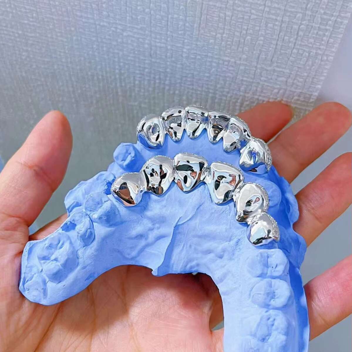 Custom Hip Hop S925 Silver Moissanite Teeth Grillz 6 Top 6 Bottom Iced out VVS Diamond Jewelry