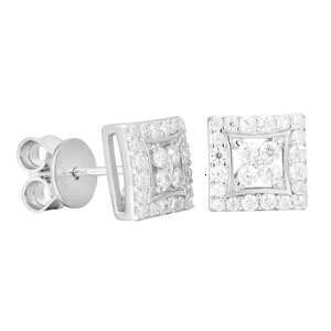 High Quality Fashion Jewelry Women New Arrival 925 Sterling Silver Square Stud Earrings VVS D Moissanite Diamond Earrings